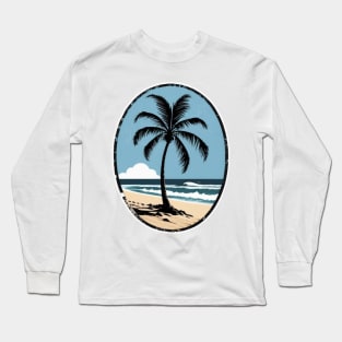 Island, palm trees, sand and beach Long Sleeve T-Shirt